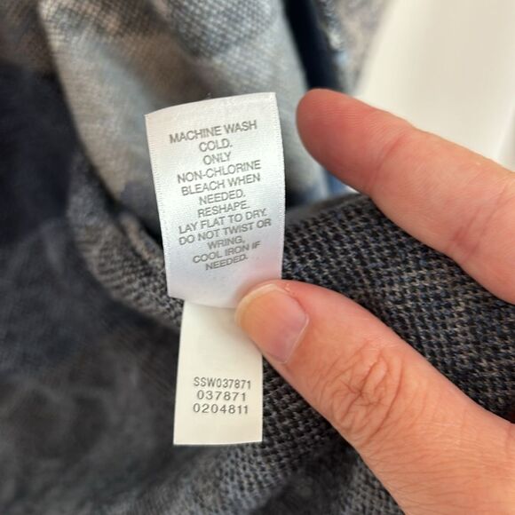 J. Jill Women Patchwork open cardigan duster argyle long sweater blue gray Small - Picture 9 of 11